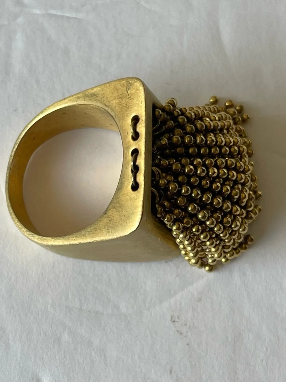 ✨ Sheila Fajl 18K Gold Plated Beaded Tassel Fringe Statement Ring
